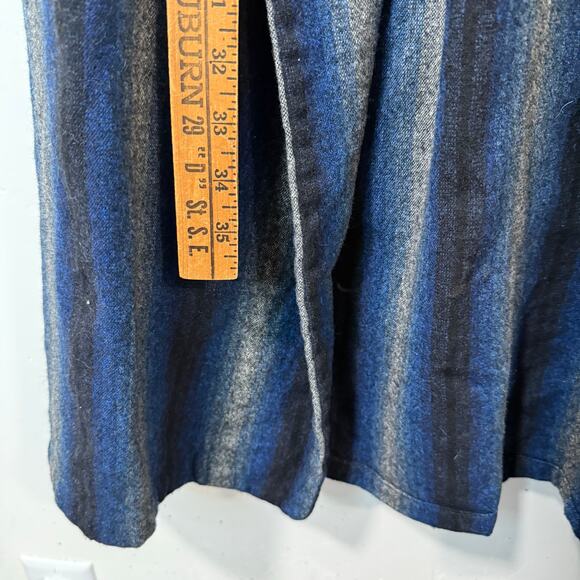 Pendleton Vintage Wool Robe Tie Waist Stripe Long Sleeve Blue Grey One Size - Picture 8 of 8